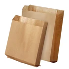 Sharp Paper Burger Paper Bag Flat Sharp Bottom Grease Proof Burger Side Gusset Kraft Paper Bags For Fried Food