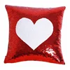2019 New Valentine Gift Red Heart Reversible Glitter Sequin Pillow Case Custom OEM Home Throw Sofa Seat Cushion Cover Sequin