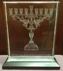 huge crystal laser art 3d etched menorah judaica israel glass sculpture
