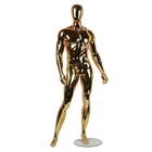 Gold chrome men display doll fiberglass male mannequin with egg head
