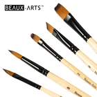 Bicolor nylon hair wooden brush art sets artist paint brush - set of 5