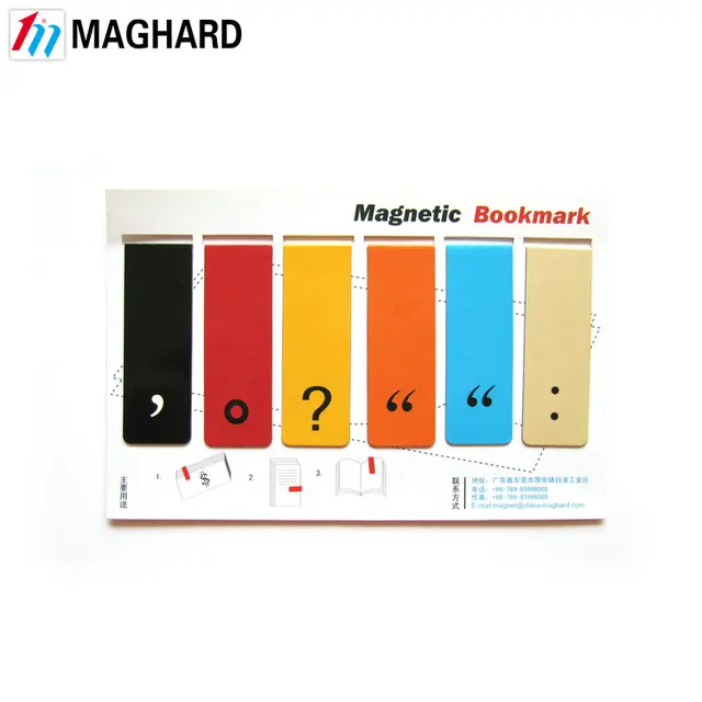magnetic bookmark set of 6 colour punctuation
