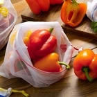 Recycle portable washable and reusable mesh bags for vegetable and fruit