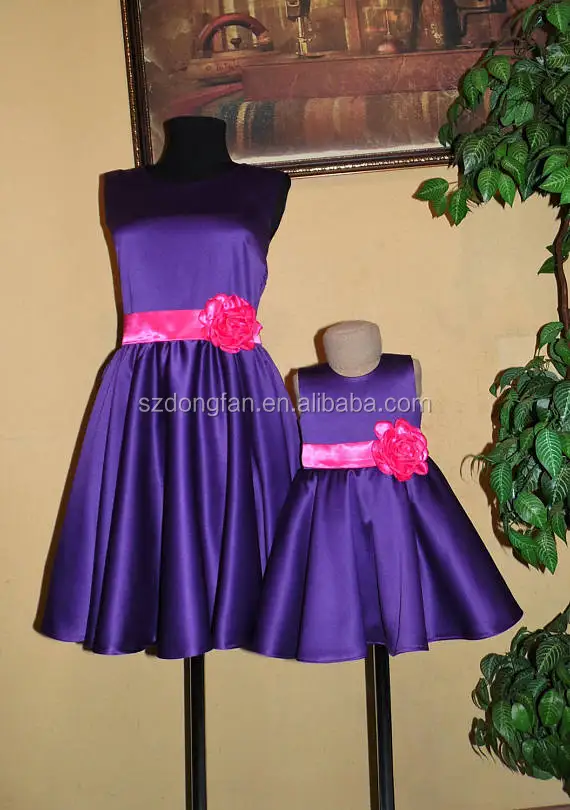 mother and daughter dress purple