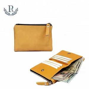 leather zipper coin pocket rfid blocking bifold wallet for women