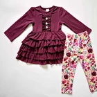 Boutique toddler girl's fall winter clothing set custom wholesale high quality baby girls ruffle design outfit