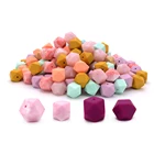 Wholesale Loose Bulk Baby Chew Hexagon BPA Free Food Grade Soft Silicone Teething Beads for Jewelry Making