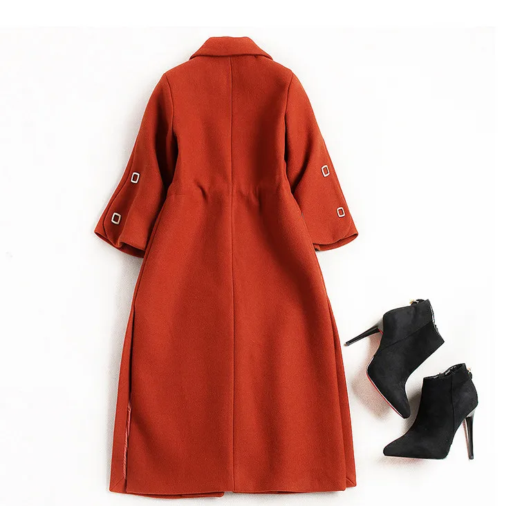 women woolen PU Pocket patchwork coat 8_