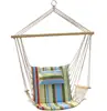 Padded Cotton Hanging Hammock Chair with Pillow Armrest for Outdoor