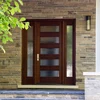Western style Mahogany solid wooden entry door with glass window