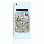 RFID blocking privacy cover 3M synthetic leather card holder adhesive back Glittery Smart mobile phone card holder