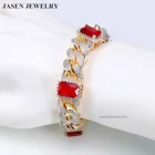 New hip hop iced out 18k plated gold cuban chain pave link bracelets jewelry for men