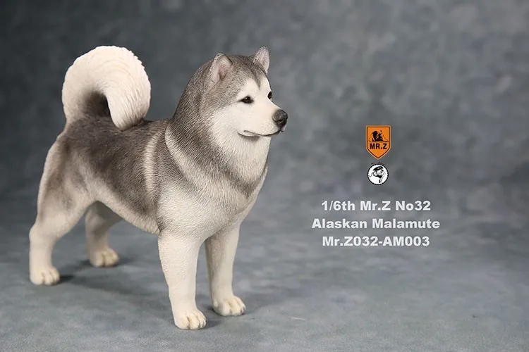 high quality 1/6 scale alaskan malamute dog statue