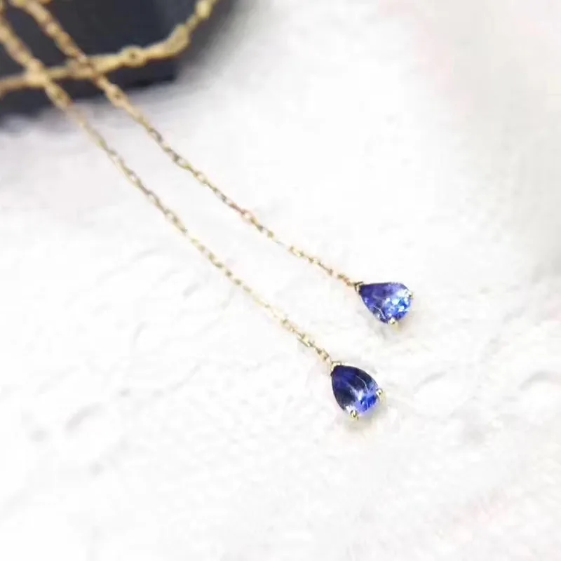 ANI 18k Yellow Gold Women Tanzanite Dangle Earrings 0.35 ct Pear Cut Tanzanite Drop Earrings Bridal Wedding Brincos Jewelry ANI 18k Yellow Gold Women Tanzanite Dangle Earrings 0.35 ct Pear Cut Tanzanite Drop Earrings Bridal Wedding Brincos Jewelry