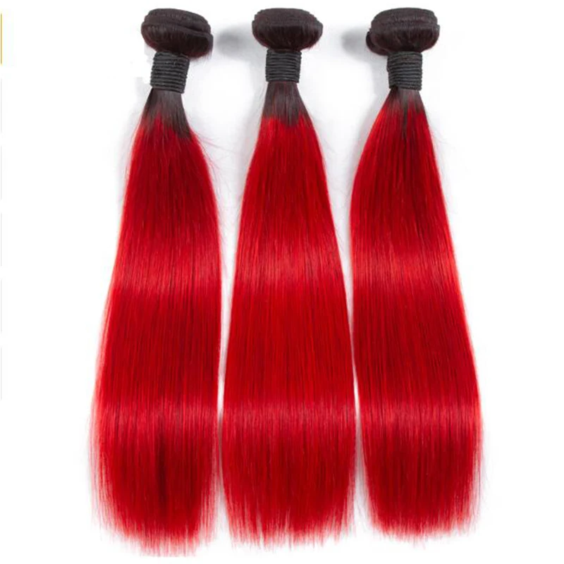Ms Mary Ombre Red Silky Straight Human Hair Extensions Brazilian