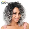 short T1b/grey ombre color full synthetic afro kinky curly lace front wig