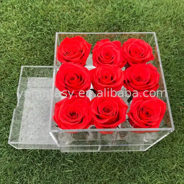 foliage factory acrylic flowers box led light fathers day gifts