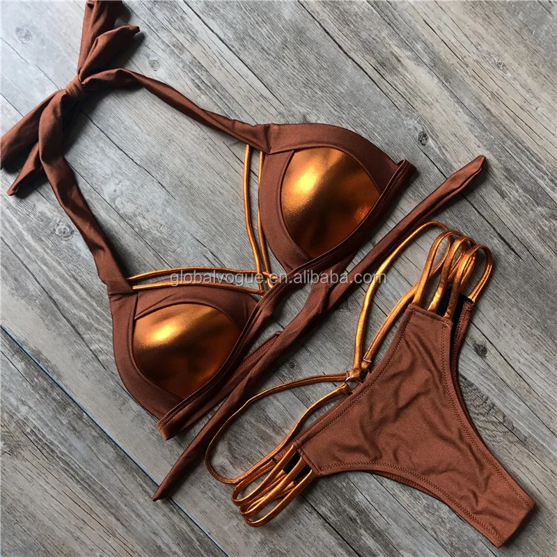 Impression Bikini Set Sexy Costume Push Up A Fascia Nice Gold