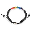 7 Chakra Lava Stone Beaded Bracelet, Rainbow Macrame Energy Bracelet
