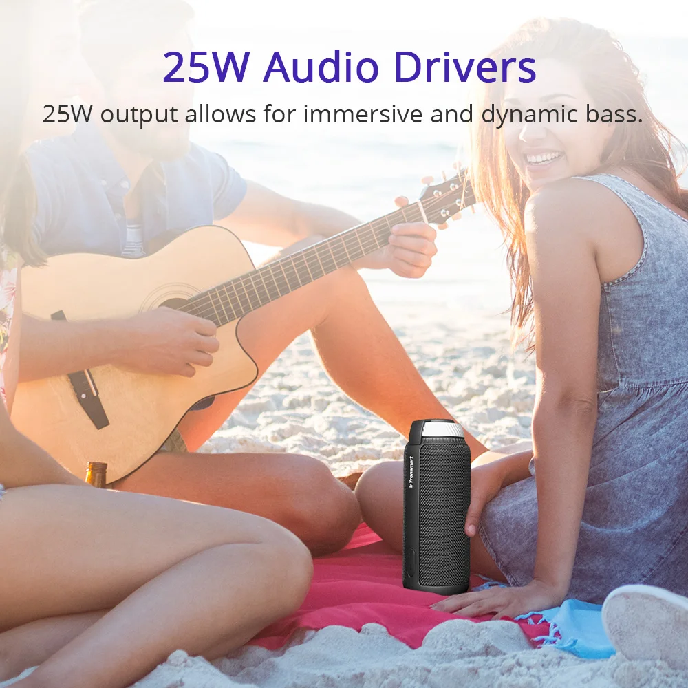 In Stock Tronsmart Element T6 25W Portable BT Speaker with Built-in Microphone Enhanced Bass - ANKUX.COM