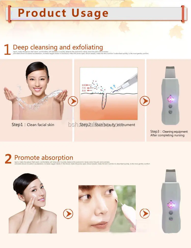 Portable Rechargeable 2in1 Ultrasonic Facial Skin Scrubber Anti-aging Lift