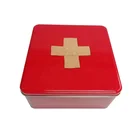 Tin Red Tin Box Metal Tin Metal Material Red Square Medicine Tin Box