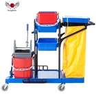 Plastic housekeeping cleaning janitorial cart plastic cart with high quality folding trolley cart