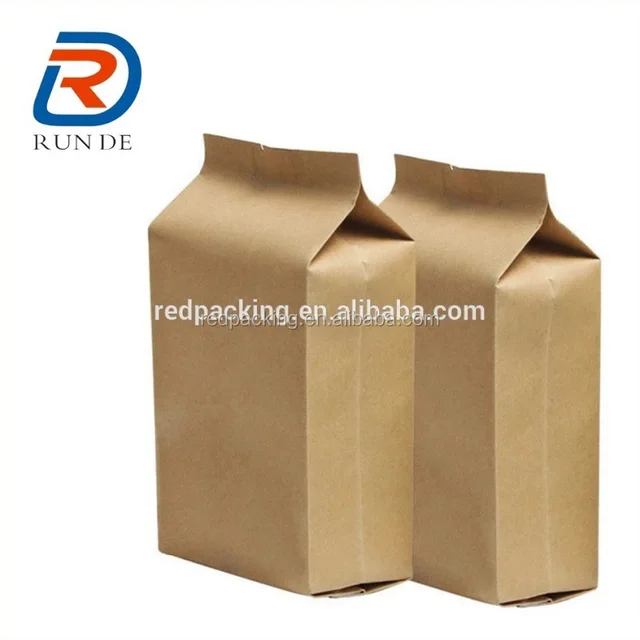 small brown kraft paper bag tea powder coffee bags flat bottom