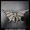 Butterfly black beaded rhinestone applique belt with pearls silver for wedding