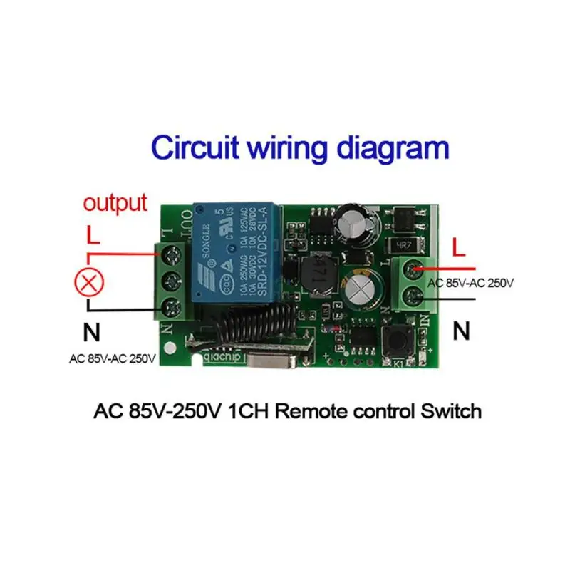QIACHIP-433-Mhz-Wireless-Remote-Control-Switch-AC-110V-220V-1-CH-RF-Relay-Receiver-and