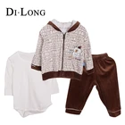 Kids Auttum/Winter Corduroy Coat 3 Pieces Set Clothes