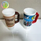 novelty plastic drinking mug children drinking cup no lid plastic tea cup with handle