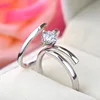 factory cheap wholesale 925 sterling silver couple engagement and wedding ring set