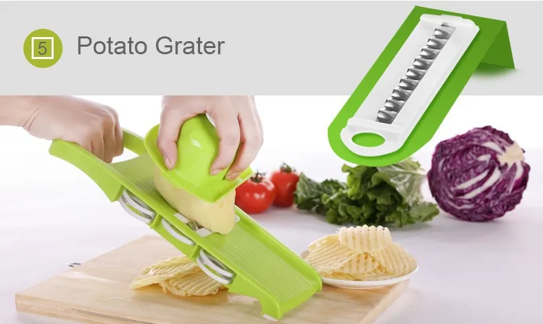 Mandoline Slicer With 6 Interchangeable Stainless Steel Blades, Vegetable Grater