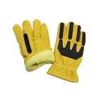 American leather safety gloves Heat Resistant Tactical Gloves Police rescue safety gloves CE EN 388