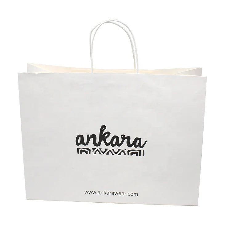 custom printed black kraft paper shopping gift packaging handle