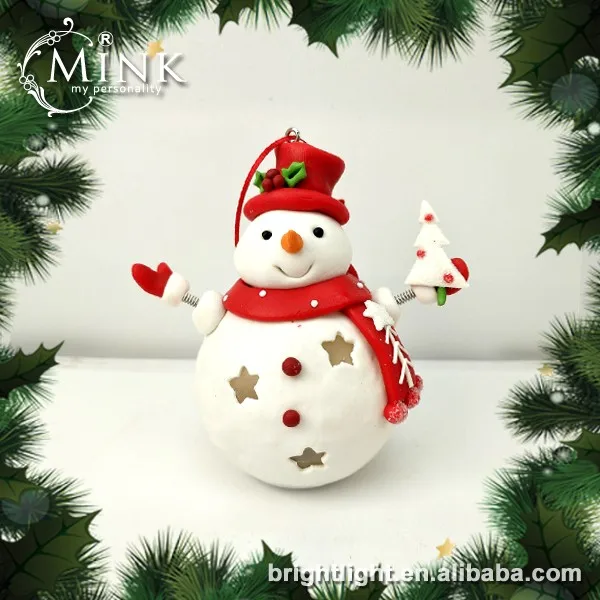 snowman/ reindeer with warm led light polymer christmas