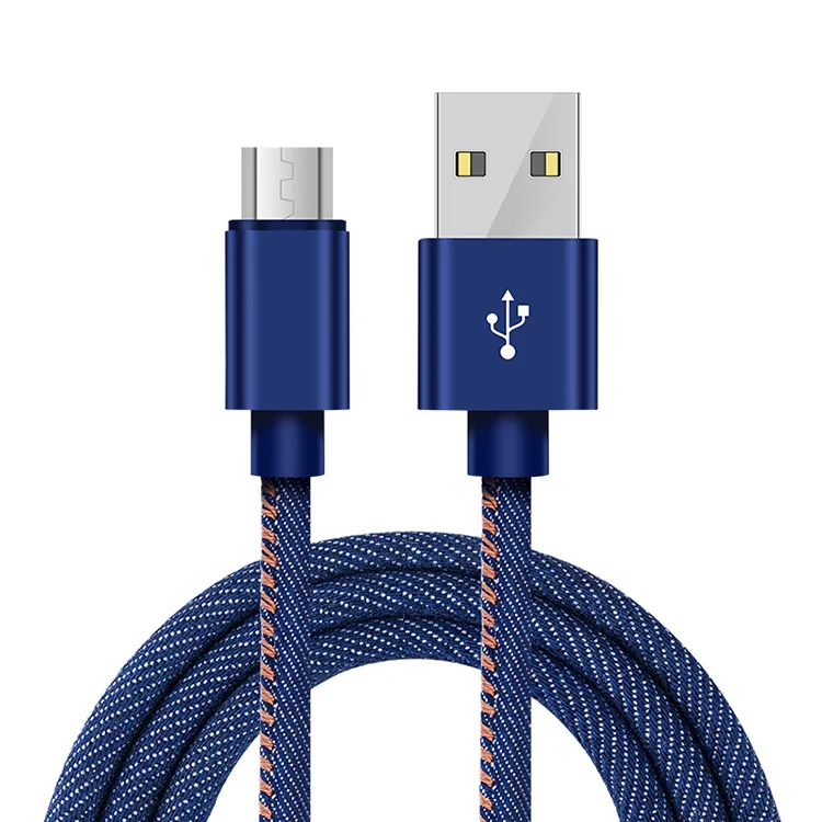 Wholesale High quality 2.4 A Quick Charge Cable Jean Denim Phone Cable Micro Type USB Cable for iPhone - ANKUX.COM