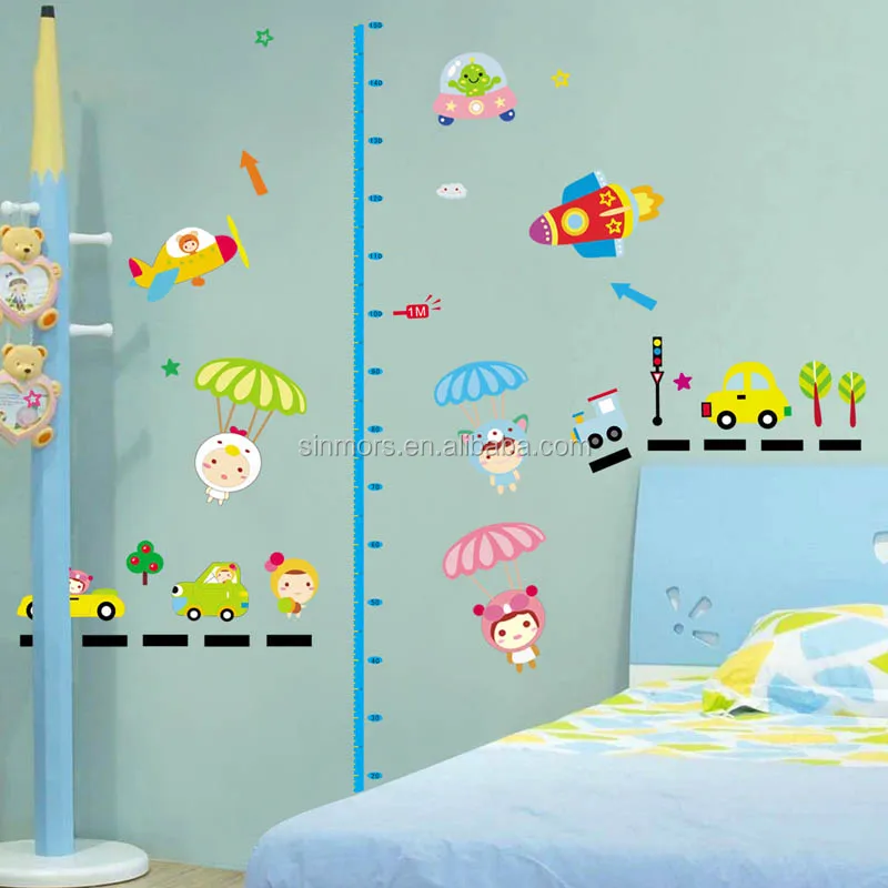 children growth height chart wall sticker pvc removable kids wall
