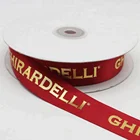 Custom logo foil printed polyester satin ribbon