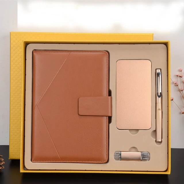 leather notebook gift set with card holder & &notebook &