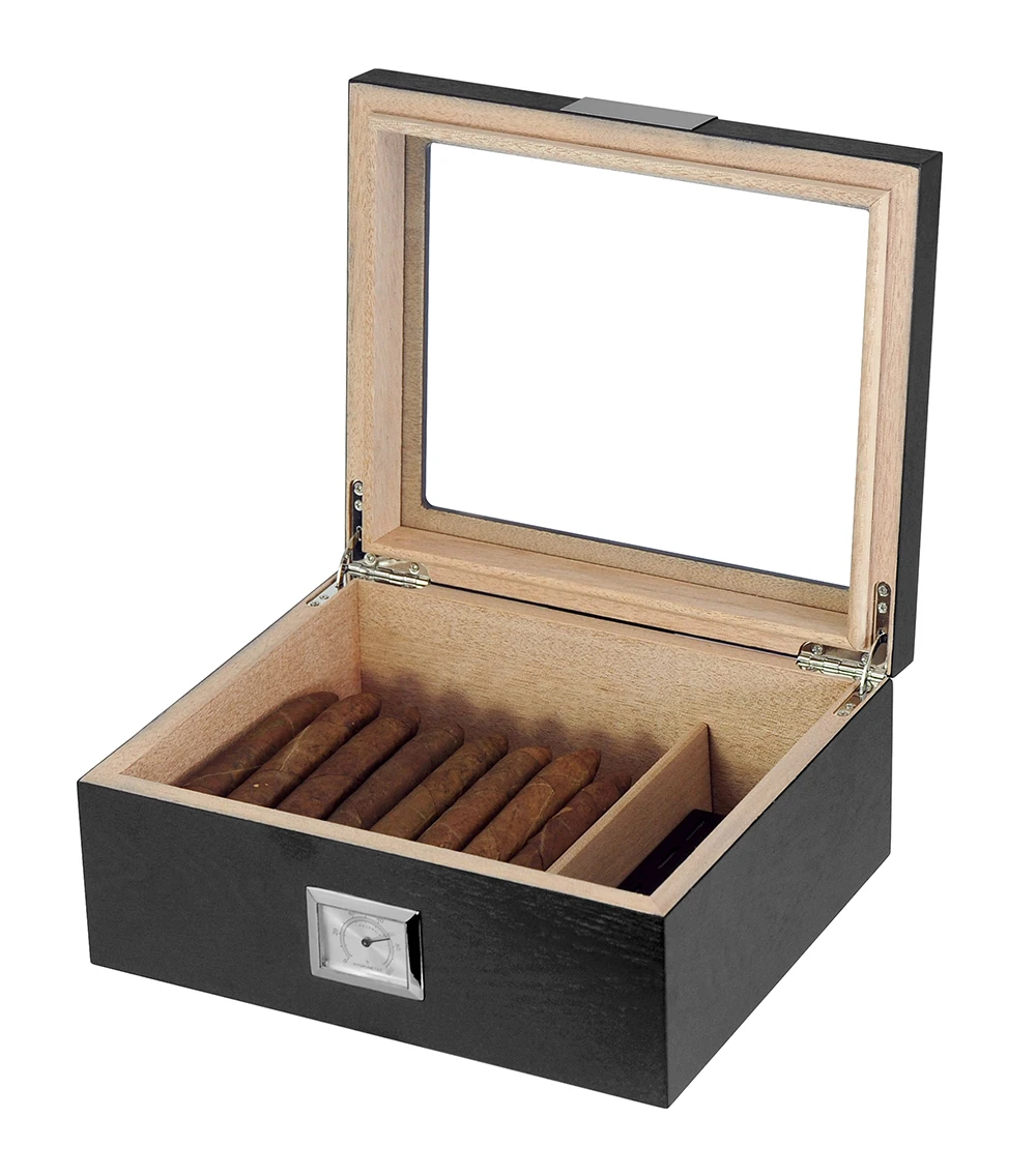 mens gift 25 ct black oak veneer classical wooden cigar humidor