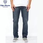 Custom logo men's long trouser casual dark wash straight crazy denim jeans for men
