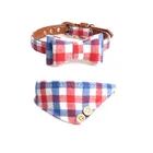Custom Comfortable Cotton British Plaid Pet Collar Bandana Triangle Scarf for dog