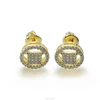 Latest screw back cheap diamond stud earrings gold plated 925