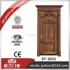 100% solid oak wood doors luxury carved design