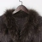 Factory wholesale Rabbit Fur Vest Raccoon Dog Fur Collar Knitted Women' Real Fur Gilet