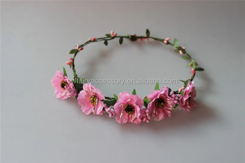 artificial fashion daisy flower crown headband, flower head
