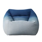 Simple Cotton Fabric Bean Bag Washed Denim Blue Modern Lazy Boy Sofa Recliner
