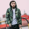 New Fashion Camouflage Reversible Jacket Mens Winter Down Jackets Hidden Zip Front Closure Jackette For Men